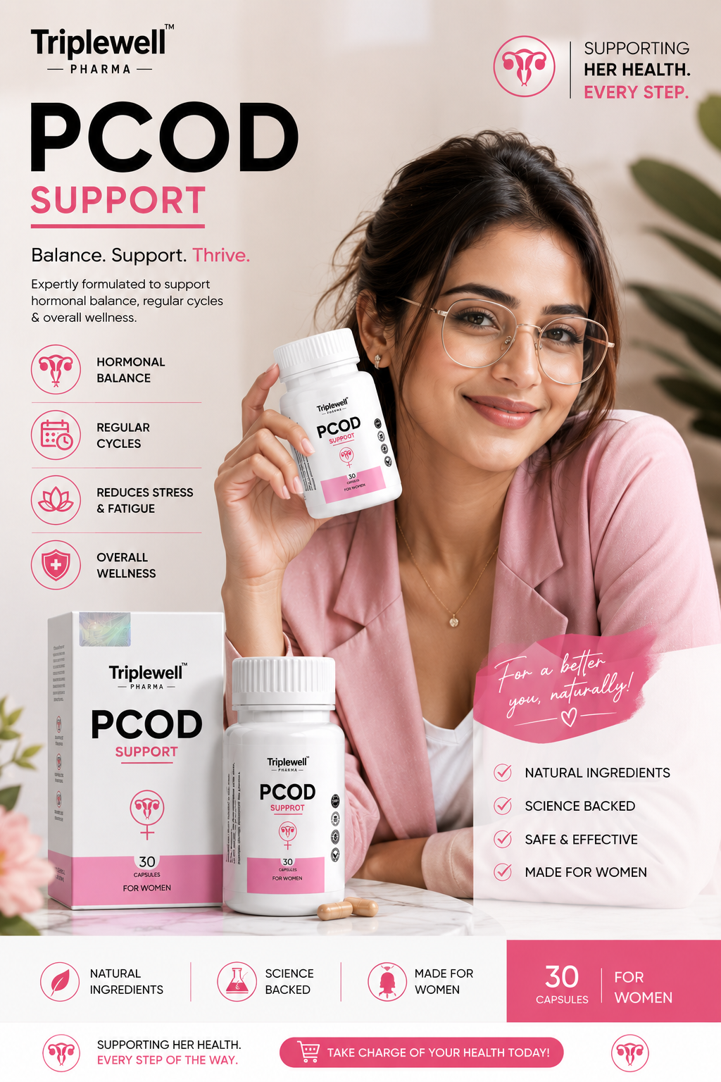 PCOD Support Capsules | Women's Hormonal Balance Supplement